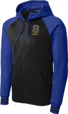 NEW - Sport-Tek Fleece Full-Zip Hooded Jacket, Black/ True Royal